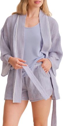 Fleur't Coastal Travel Short Pajamas & Robe Set in Coastal Stripe at Nordstrom, Size X-Small