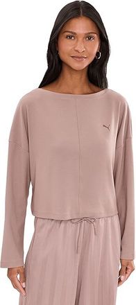 Puma Cloudspun Ribbed Slouchy Long Sleeve T-Shirts Womens Clothing Sandstone : XS, Elastane/Modal/Polyester