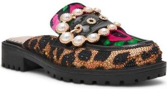 Betsey Johnson Zanne Embellished Loafer Mule in Pink/green Floral at Nordstrom, Size 7.5