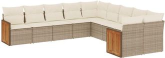 vidaXL Juego De Sof&aacute;s Jard&iacute;n Con Cojines Beige 10 Pzas Rat&aacute;n Sint&eacute;tico Vidaxl