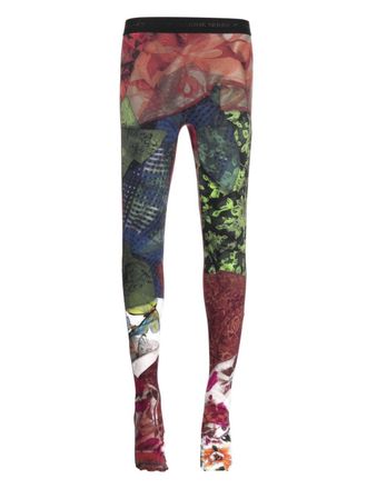 Marine Serre Collant con stampa Scarves - Verde