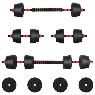 vidaXL Juego De Mancuernas 2 En 1 30kg Negro Y Rojo Vidaxl
