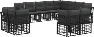 vidaXL Conjunto De Sof&aacute;s De Exterior Negro Y Gris Oscuro Poli&eacute;ster Vidaxl