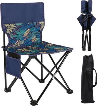 OEM Silla Plegable De Camping, Capacidad De Carga De 200 Kg, Ligera, Port&aacute;til, Con Bolsa De Transporte Y Bolsillo Lateral Con Estampado Retro