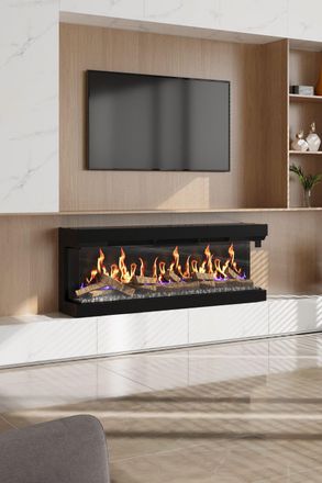 Living and Home 60inch 3-Sided Smart Electric Fireplace in Black