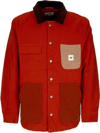 CAT Canvas Werkjas Rood Fluweel Kraag - Heren - Zomerjassen - Rood - M - Katoen - Jassen