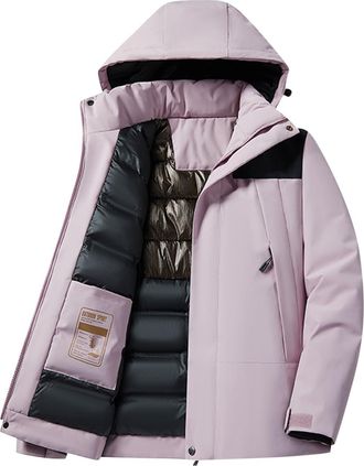 Generic 2024 Womens Waterproof Ski Jackets,women Winter Hiking Snow Jackets,ladies Outdoor Fleece Windproof Walking Jacket Coat Autumn Winter Warm Fleece With