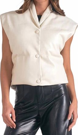 Elan Skye Faux Leather Vest In White