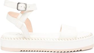 AGL White Myrte Leather Crisscross Strap Sandals