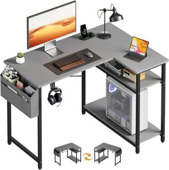 OEM Escritorio De Esquina - Hlonone - Minimalista - 110x80cm - Ergon&oacute;mico - Gris