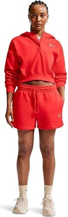 Nike Sportswear Phoenix Fleece Oversized Crop Henley Hoodie Womens Sweatshirt Light Crimson/Sail : XL (US 16-18), Cotton/Polyester