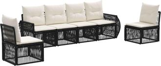 vidaXL Conjunto De Sof&aacute;s De Jard&iacute;n 6 Uds. Negro Y Blanco Crema Vidaxl