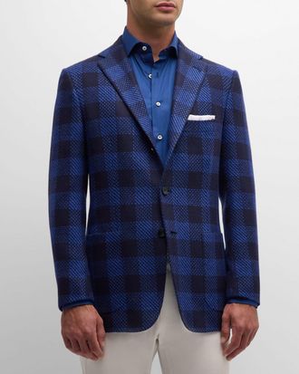 Kiton Mens Large Check Sport Coat