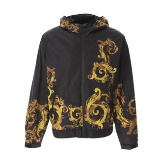 Versace Jeans Couture Barok Waterverf Windjack - Heren - Zomerjassen - Zwart - M - Polyester - Jassen