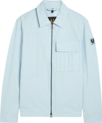 Belstaff Logo-appliqu&eacute;d Cotton-blend Overshirt - Light Blue - XL