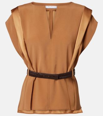 Max Mara Belted cr&ecirc;pe top