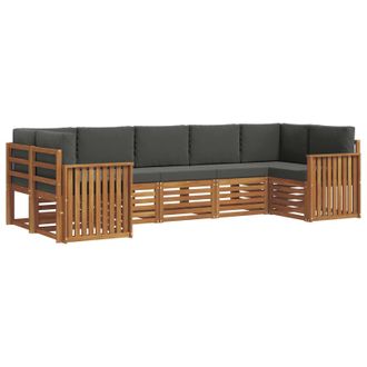 vidaXL Conjunto De Sof&aacute; Seccional Con Coj&iacute;n 7 Pcs Natural Y Antracita Vidaxl