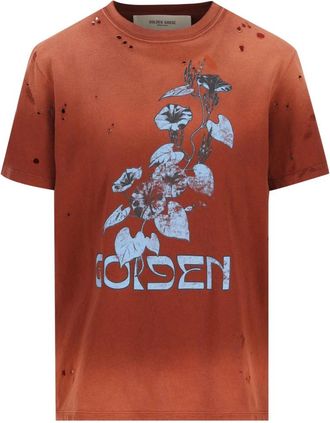 Golden Goose Red Graphic Crew Neck T-Shirt