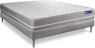 Actisom Somier gris + Colchón con látex y espuma viscoelástica 160 x 200