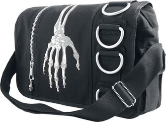 Banned Skeleton Hand Black Messenger Bag - One Size