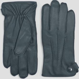 TruClothing Leather Gloves Winter Wool Lined Snap Button Closure