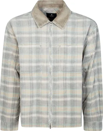 Represent Neutral Plaid Zip Up Shirt