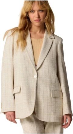 Kocca Elegante Halflange Rechte Jas - Dames - Blazers - Beige - L - Katoen - Jassen