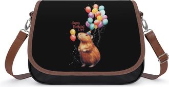 Generic Capybara Happy Birthday Crossbody Bags for Women Fashion Leather Shoulder Handbags With Adjustable Strap