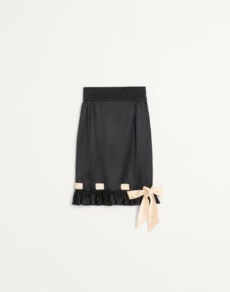 Valentino Double Satin Midi Skirt Wo