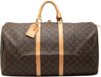 Louis Vuitton Pre-owned Keepall 55 - Dames - Vintage Weekendtas - Bruin - ONE Size - Leer - Vintage