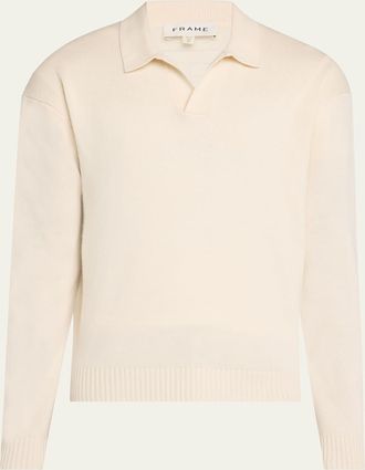 Frame Denim Mens Wool-Silk Polo Sweater