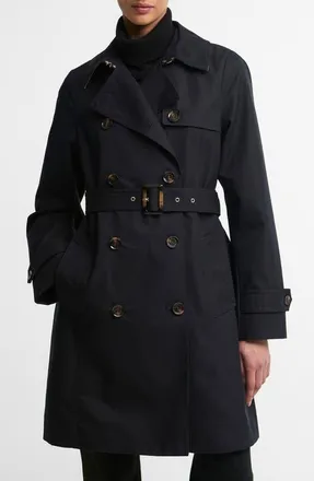 Barbour Great Belted Water Resistant Twill Trench Coat in Dk Navy/birchwood Dress at Nordstrom, Size 16