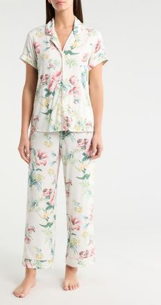 Nordstrom Moonlight Eco Crop Pajamas in Ivory- Coral Orange Blossom at Nordstrom, Size X-Small