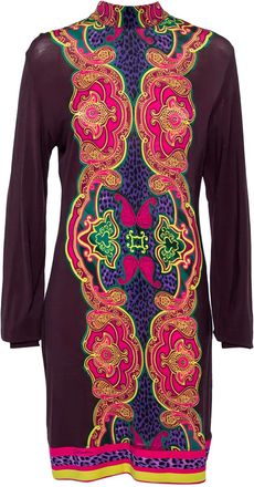 Cavalli paisley-print long-sleeve dress - Purple