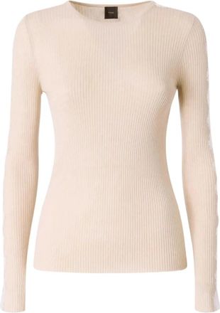 Pinko Jersey Copenaghen - Dames - Longsleeves - Beige - L - Wol - Tops