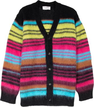 Laneus Gestreept gebreid vest - Zwart