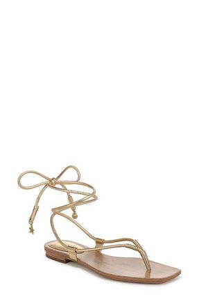 Veronica Beard Rosetta Ankle Wrap Sandal in Pale Gold at Nordstrom, Size 6.5