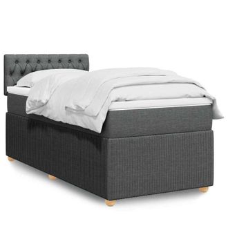 vidaXL Cama Box Spring Con Colch&oacute;n Tela Gris Oscuro 90x200 Cm Vidaxl