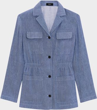 Theory Cinched Denim Crunch Jacket