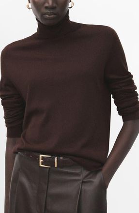 Mango Turtle Knit Sweater in Chocolate at Nordstrom, Size X-Small