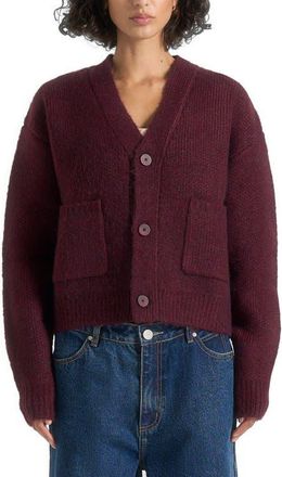 Mani&egrave;re De Voir Charlie Unisex Knitted Cardigan in Wine Red at Nordstrom, Size Xx-Small