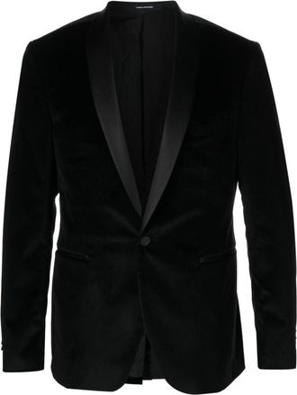 Tagliatore velvet-finish shawl blazer - men - Spandex/Elastane/Cupro/Cotton - 46 - Black