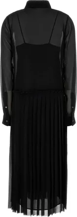Ami Womens Pleated Midi Dress Black Polyester