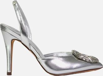 XY London Womens XY London Womens/Ladies Issy Diamante Pointed High Stiletto Heel Sandals - Silver - Size: 4