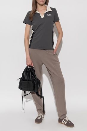 Emporio Armani Polo With Printed Logo, Womens, Grey