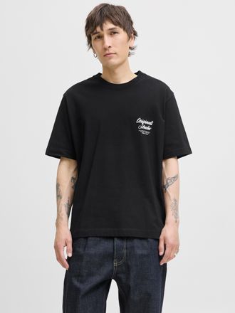 Jack & Jones Kurzarmshirt JACK & JONES JORNORREBRO TYPO TEE SS CREW NECK NOOS, Herren, Gr. XXL, schwarz, Jersey, Obermaterial: 100% Baumwolle, bedruckt, relaxed fi