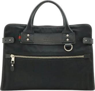 Gucci Pre-owned Nylon Canvas Aktetas - Dames - Vintage Handtas - Zwart - ONE Size - Nylon - Vintage