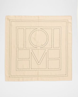 Toteme Embroidered Logo Monogram Silk Scarf