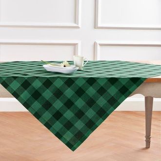Solino Home Linen Table Throw - Buffalo Check, 52 x 52, 52 x 52 in Green And Black at Nordstrom, Size Small