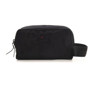 Kiton Kleine cosmetische tas met leren details - Heren - Tassen - Zwart - Maat: ONE Size Leer